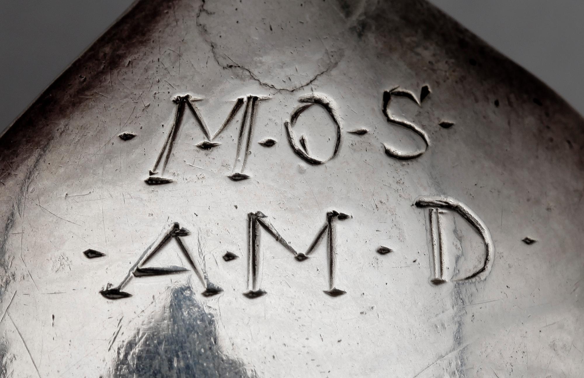 SUPSKED, silver, sannolikt David Richter dä, Stockholm 1630-1677. Vikt ca 45 g.