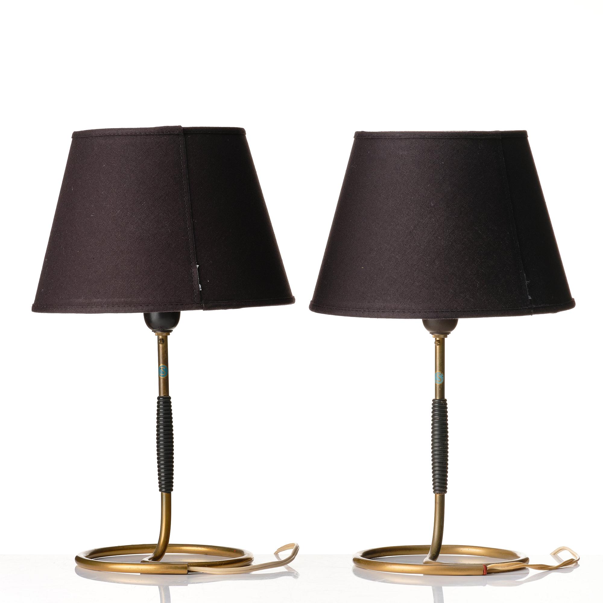 Bergbom & Co AB (Bergboms), a pair of "B-10" table lamps, Malmö, Sweden 1940-50's.