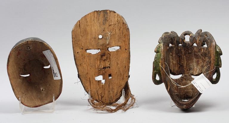 PARTI MASKER, 6 st, trä, Sri Lanka, 1960-tal.