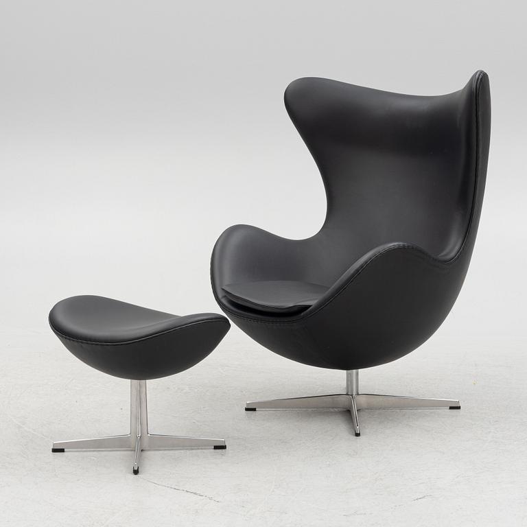 Arne Jacobsen, armchair with footstool, "The Egg", Fritz Hansen, Denmark, 2016.