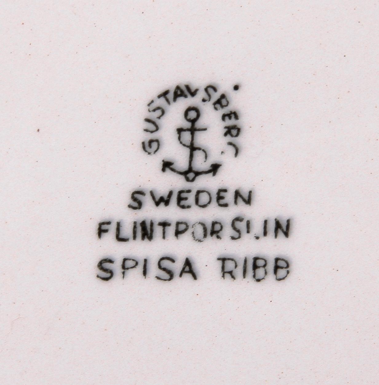 KAFFESERVISDELAR, 24 st, benporslin, "Spisa ribb", Stig Lindberg, Gustavsberg.
