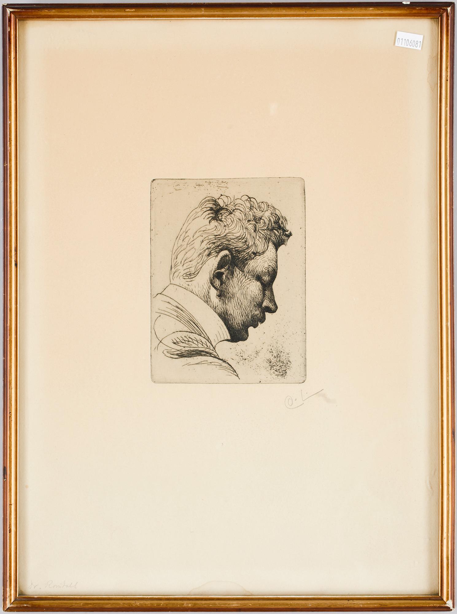 CARL LARSSON, etsning, 1911. Etat I. Handsign. med initialer. Ej sign. i plåten.