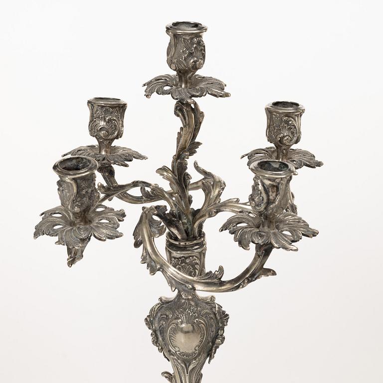 Candelabrum, silver, Rococo style, 20th century.