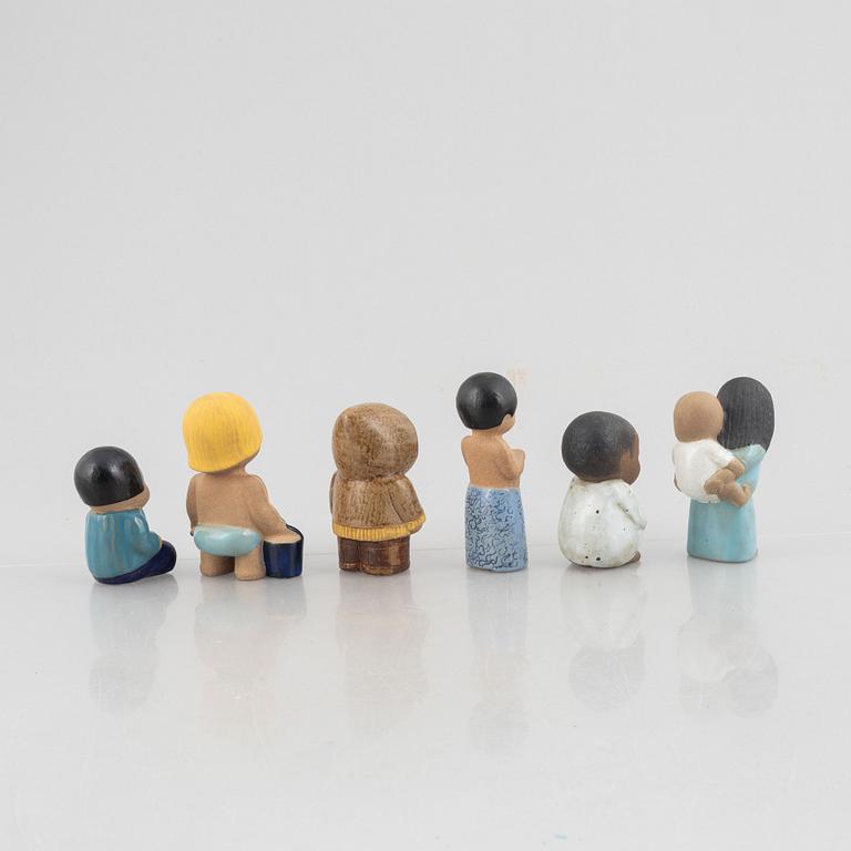 Lisa Larson, a set of six stoneware figurines, Gustavsberg.