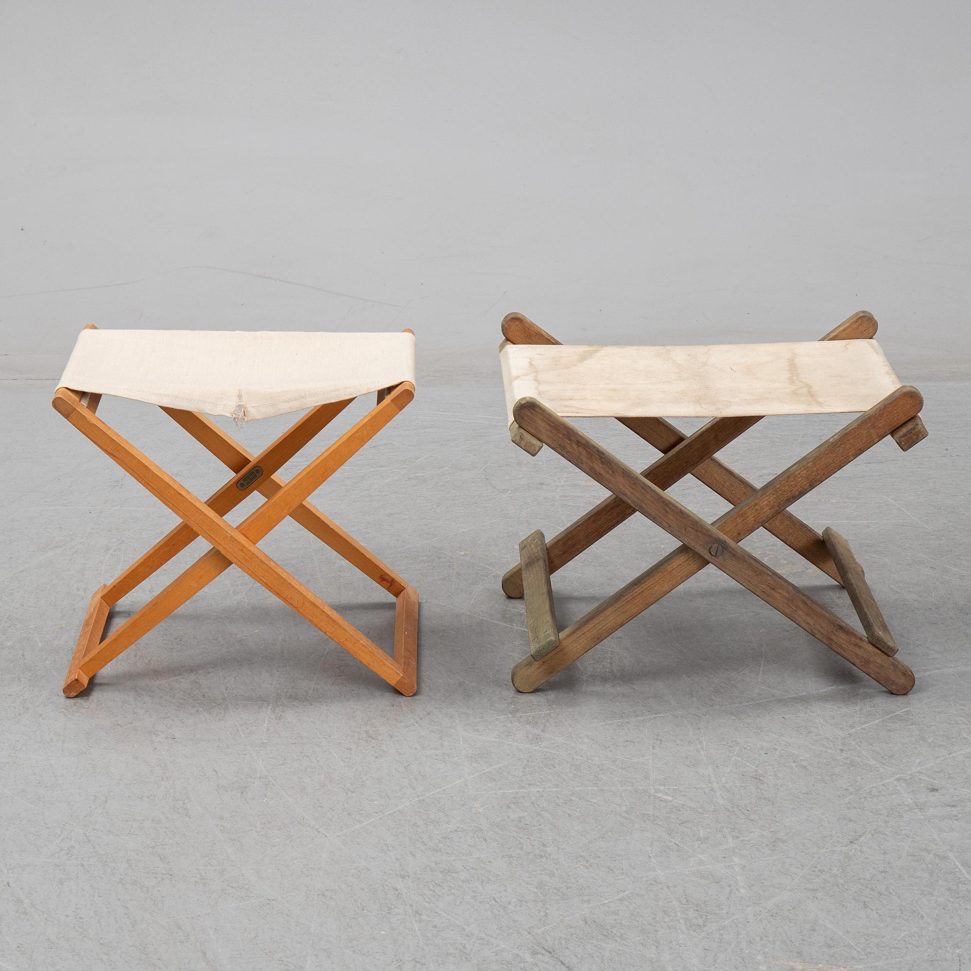 Mogens Koch, a 'MK16' folding stool + 1 another folding stool, Denmark.