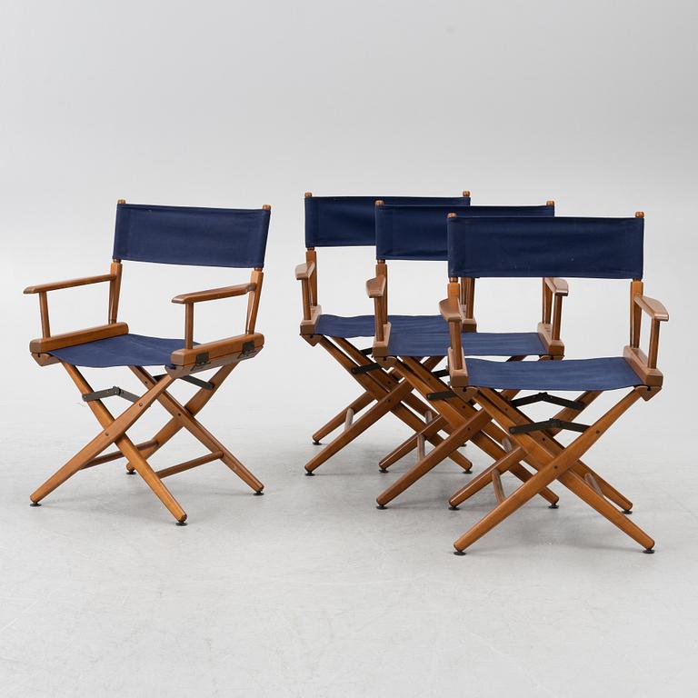 Regissörsstolar, 4 st, samt brickbord, Telami, Italien.