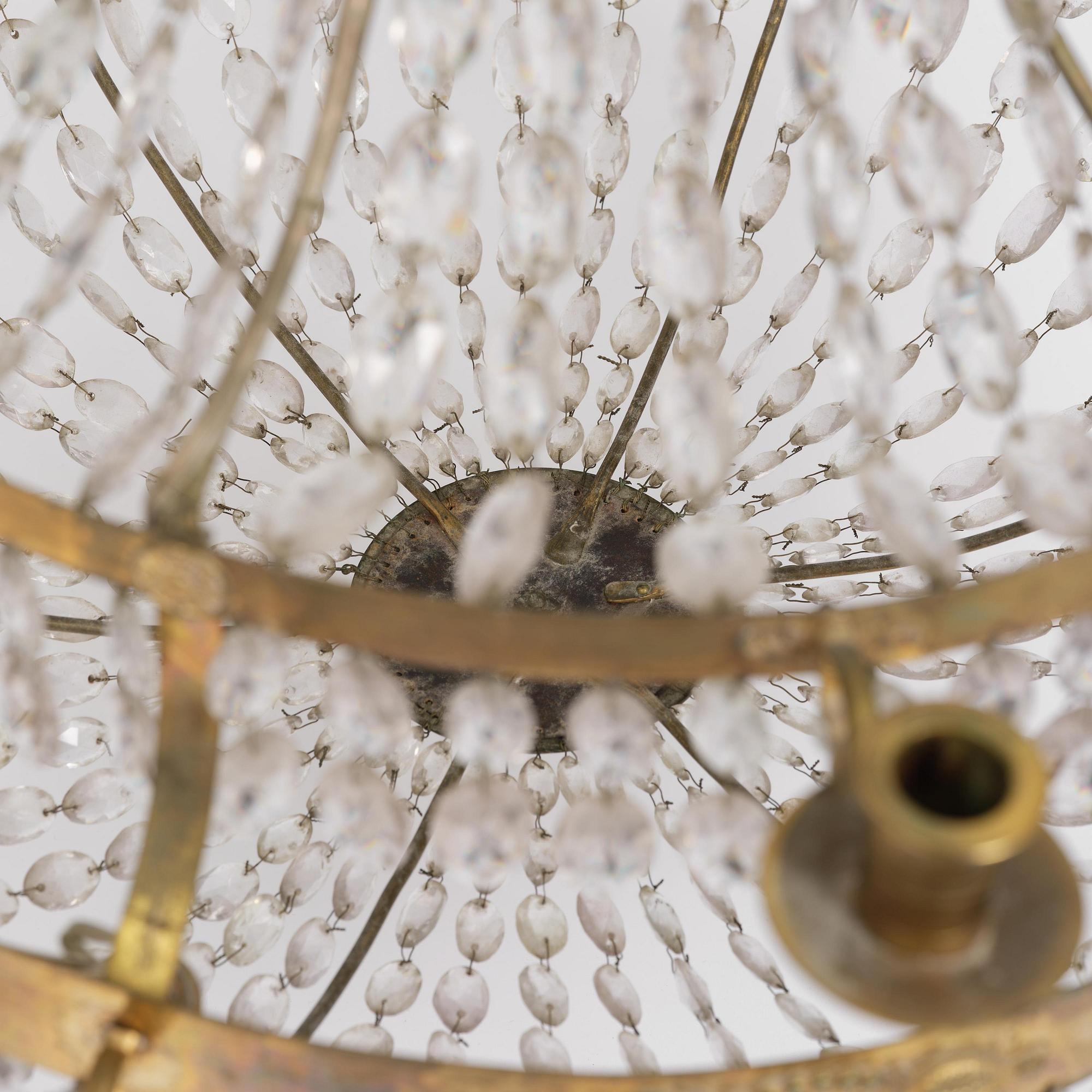 A Swedish Empire twelve-branch chandelier, Stockholm, early 19th century.