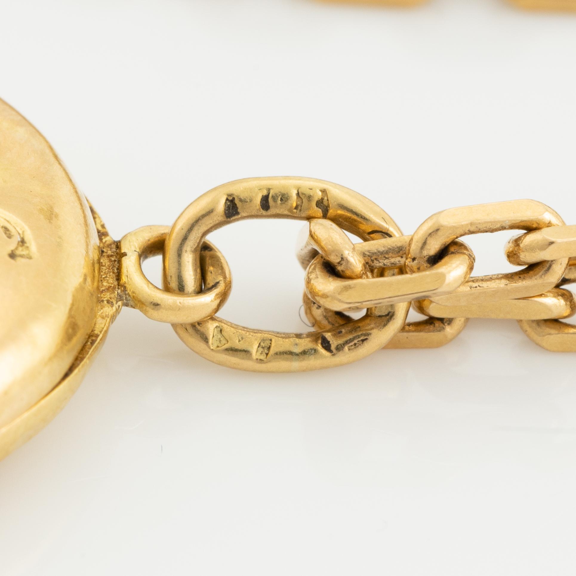 Kedja ankarlänk med medaljong, 18K guld.