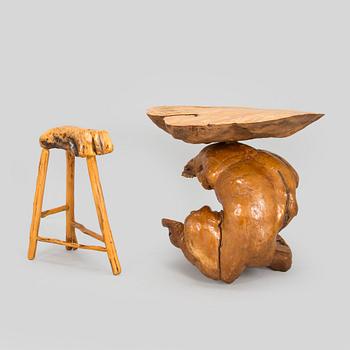 1960/1970s table and a stool.