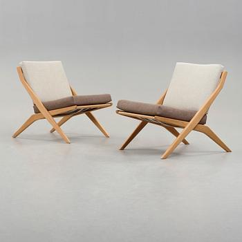 Folke Ohlsson, fåtöljer, ett par, "Scissor chair", Svenska Möbelfabrikerna Bodafors 1961.