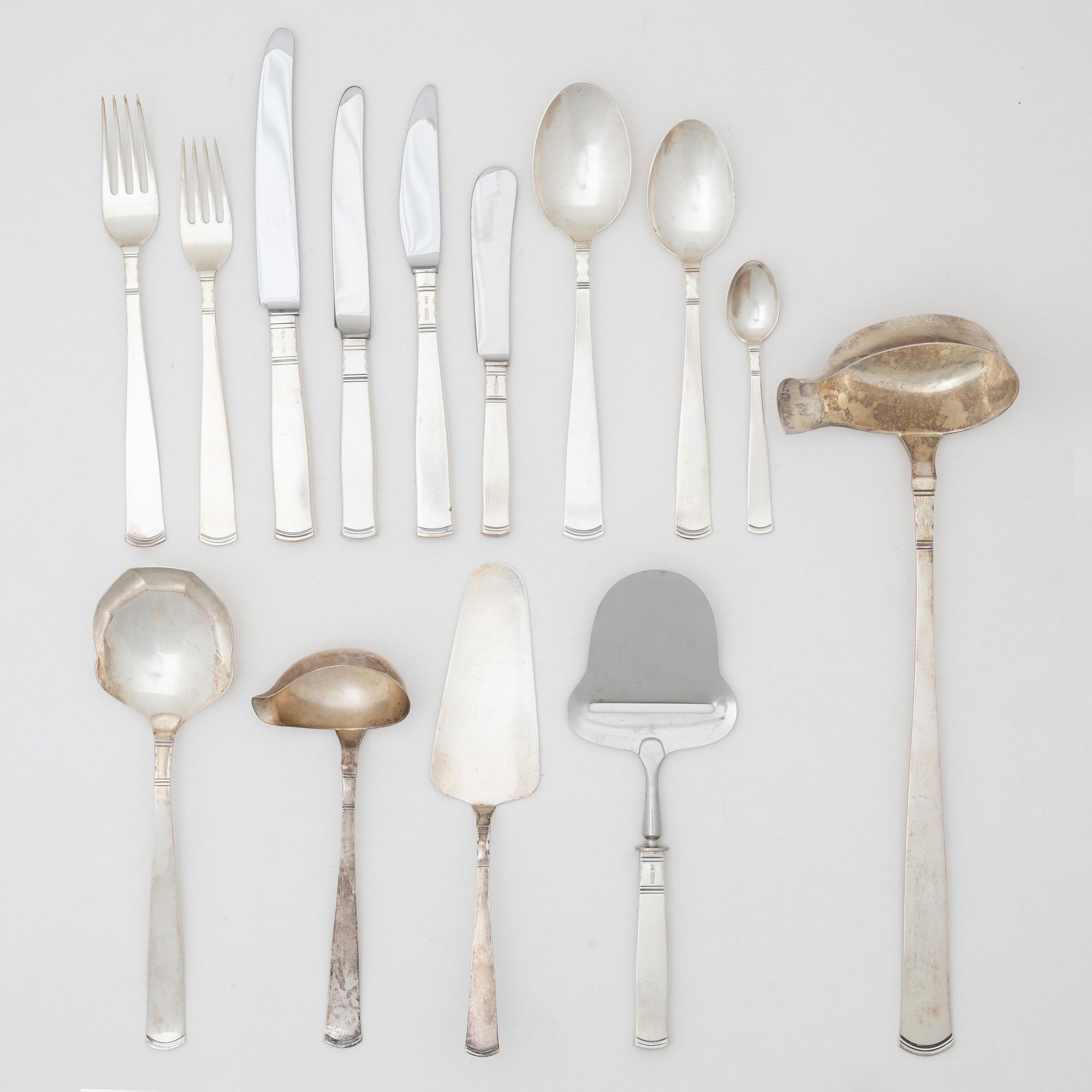 Jacob Ängman, a Swedish silver cutlery set, 'Rosenholm', GAB, some Eskilstuna 1978 ( 102 pieces).