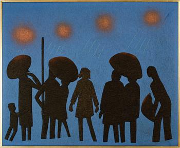 WIBEKE BECK-FRIIS, applikation på filttyg, monogramsign.