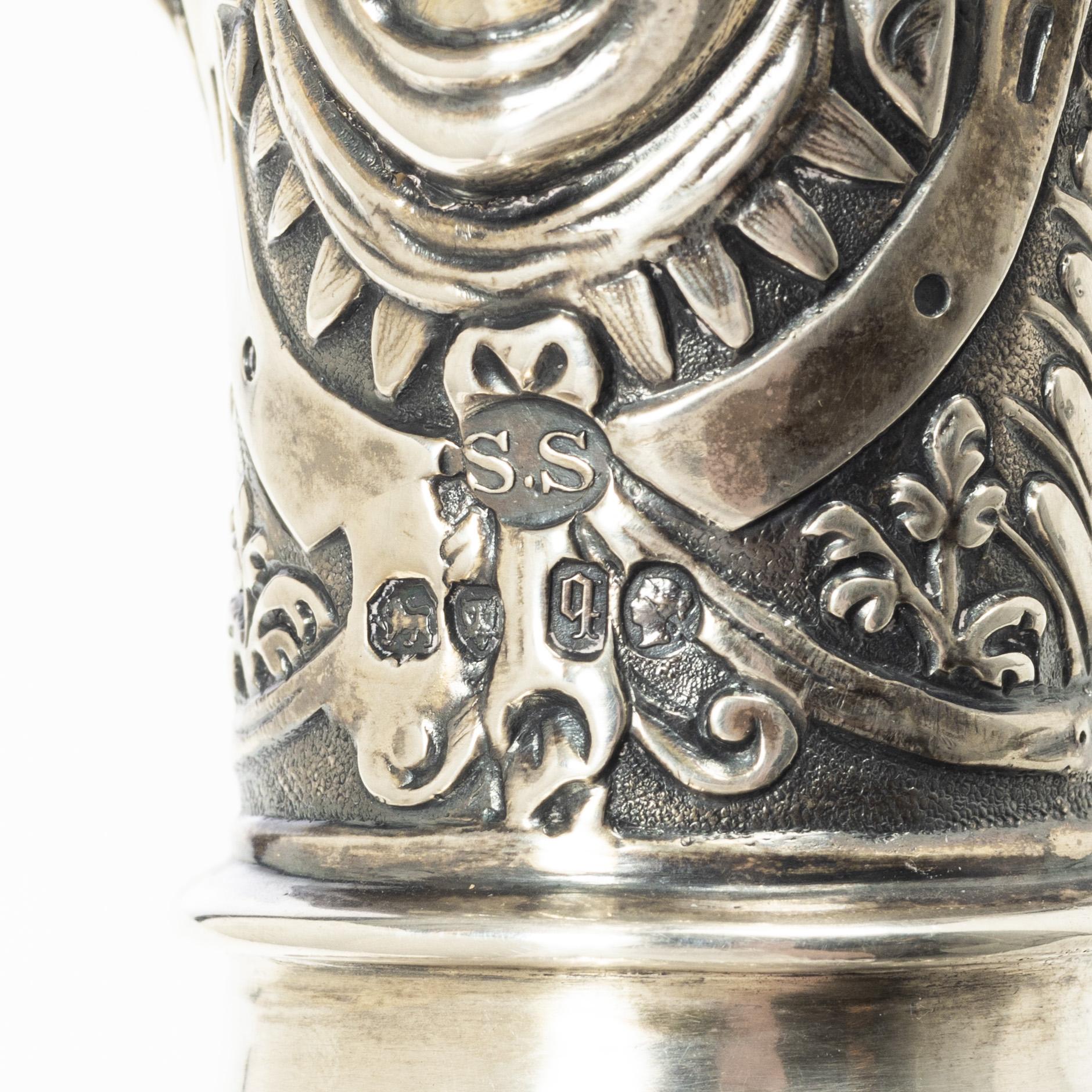 S Smith & Son, vinkanna, silver, London, England 1871.