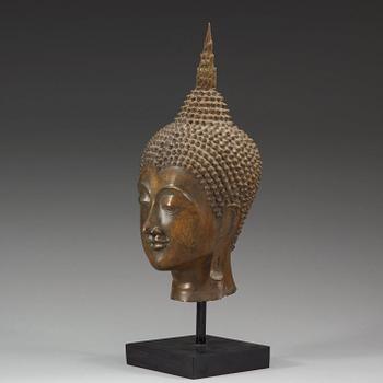 A bronze head of Buddha, Thailand, 18th Century.