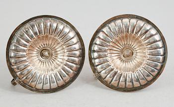 NATTLJUSSTAKAR, 1 par, silver, Johan Petter Grönwall, Stockholm 1838. Vikt 464 gram.