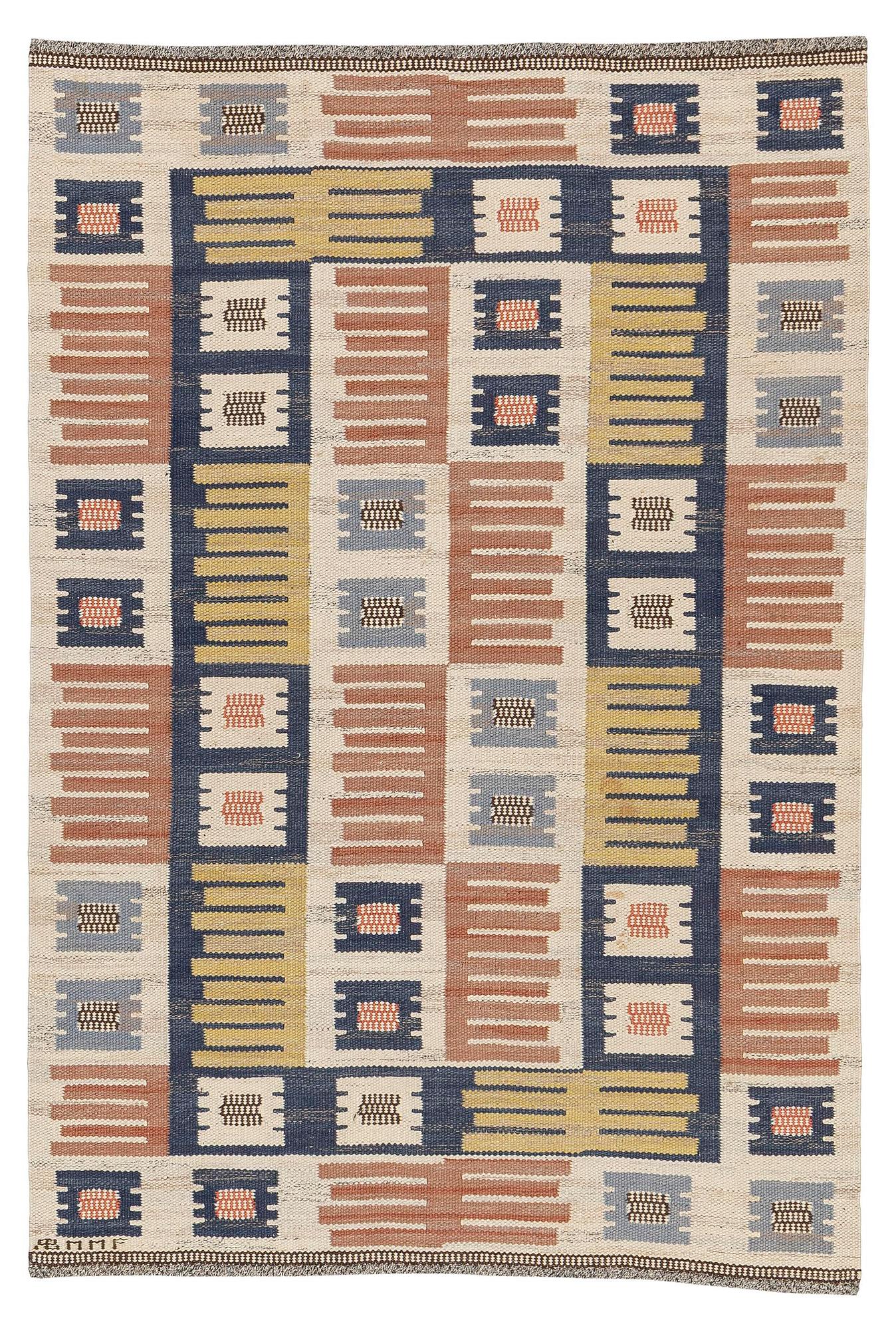 Märta Måås-Fjetterström, a "Porslinsmattan" carpet, flat weave, c. 205 x 140 cm, signed AB MMF.