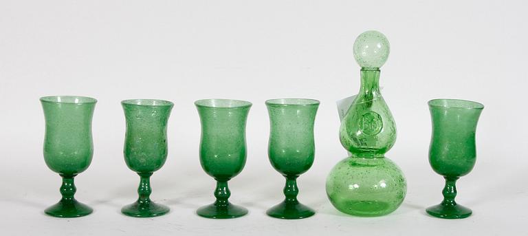 KARAFF samt GLAS, 5 st, glas.