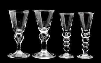VINGLAS, 8 st samt SNAPSGLAS, 12 st, Reijmyre, 1900-talets andra hälft.