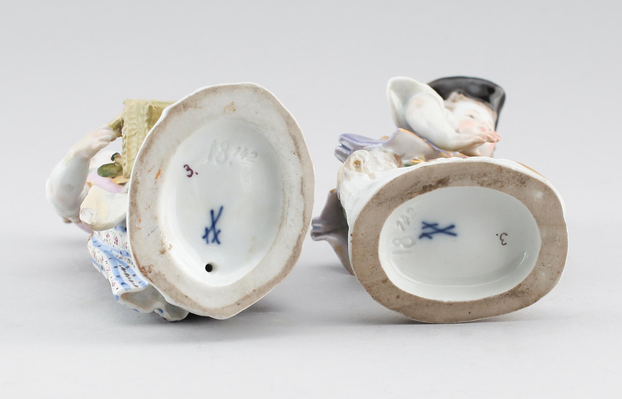 FIGURER, 1 par, porslin, Meissen, 1900-talets första hälft.