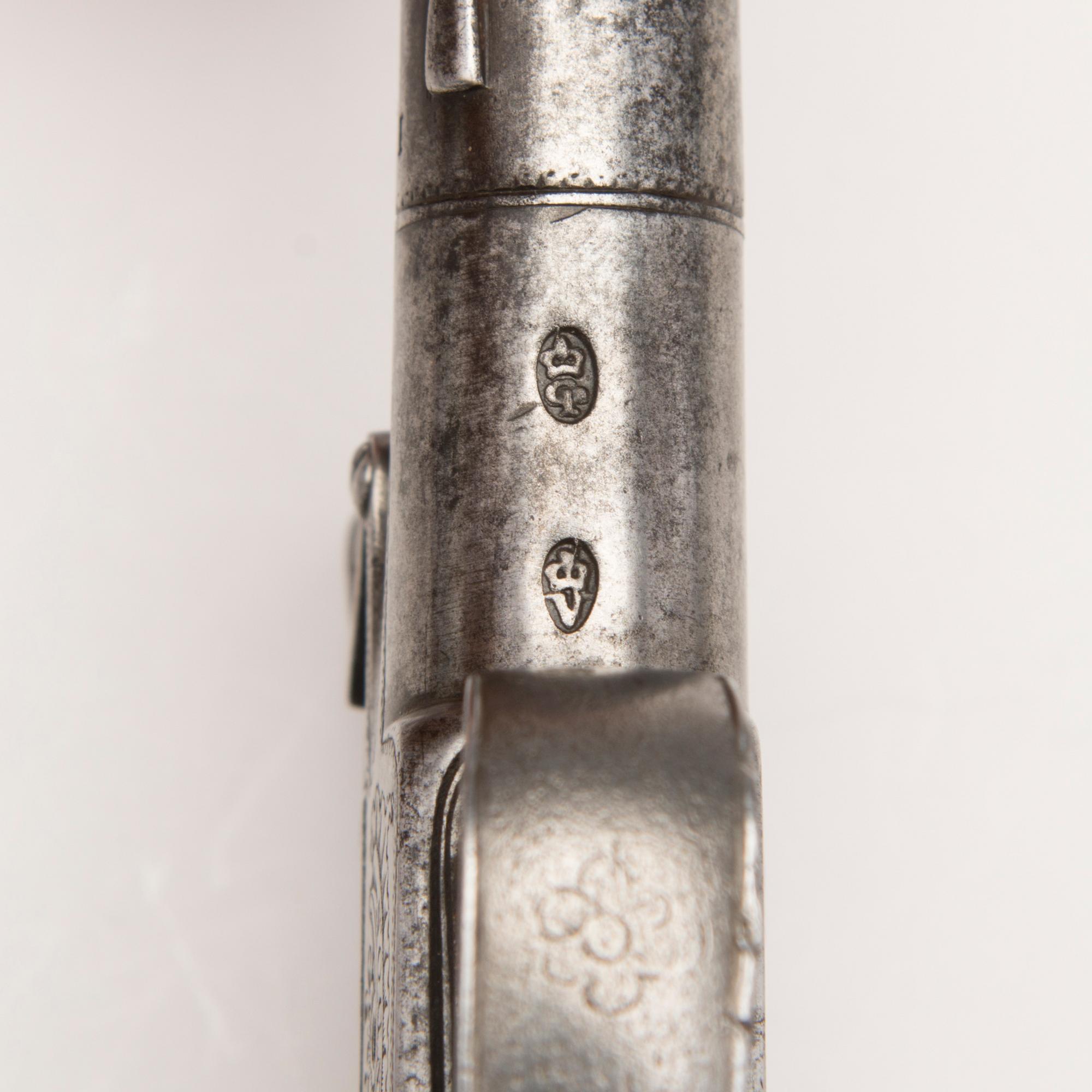A pair of english boxlock flintock pistols marked E. Bond London, circa 1800.