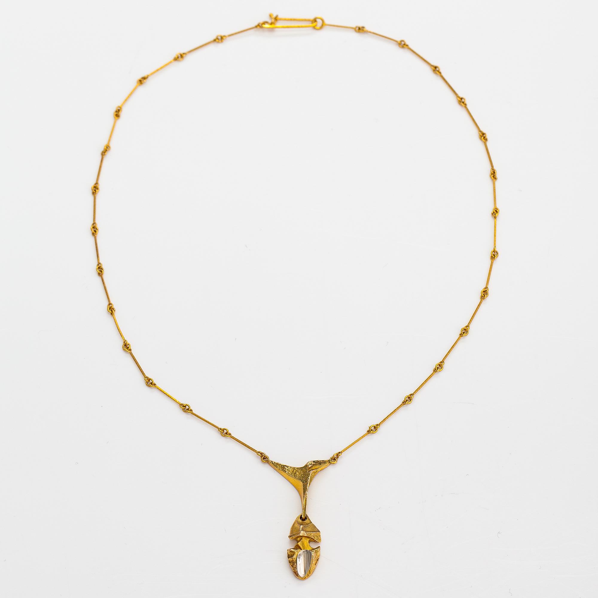 Björn Weckström,  A 14K gold and platinum necklace "Kaira". Lapponia 1977.