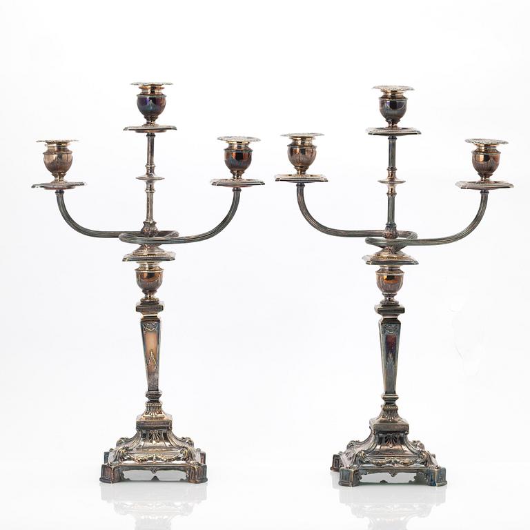 Pair of candelabra, nickel silver, Empire style, first half of the 20th century.