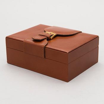 A ROLEX BOX, brown leather, 1970-80s.