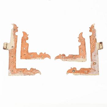 A set of four wrought-iron mounts, Sweden, 18th century.