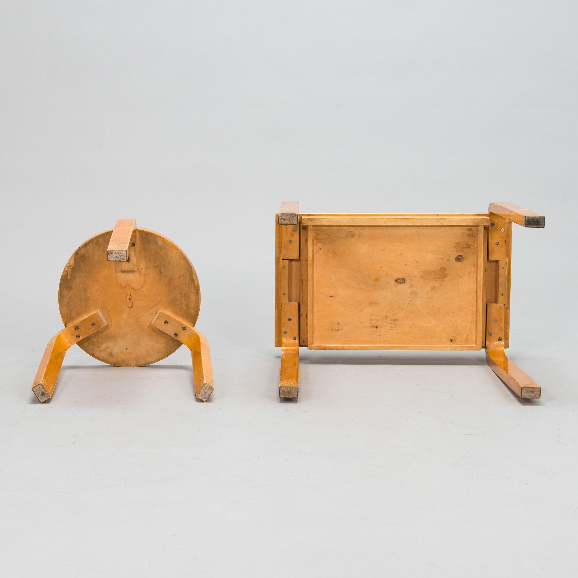 Alvar Aalto, bord och pall 60 för O.Y. Huonekalu-ja Rakennustyötehdas A.B. tidigt 1950-tal.