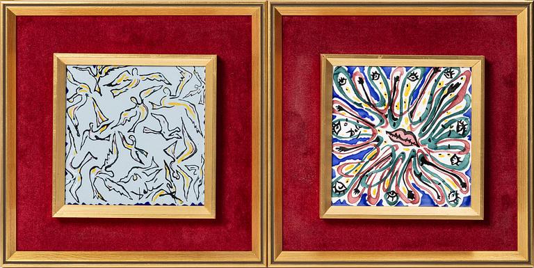 Salvador Dalí, efter., kakelplattor, ett par.