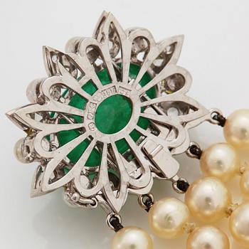 A five strand cultured pearl bracelet.