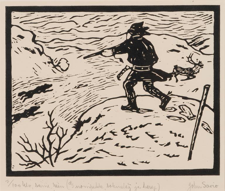 JOHN SAVIO, linocut, signed and marked 7/100.