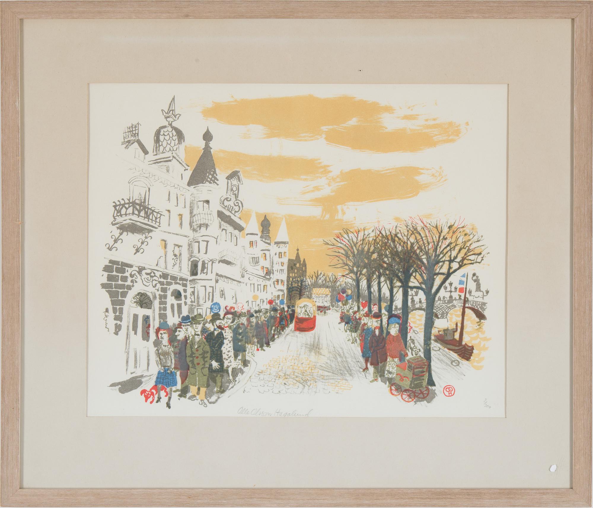 OLLE OLSSON-HAGALUND, Färglitografi, signerad och numrerad 2/300.