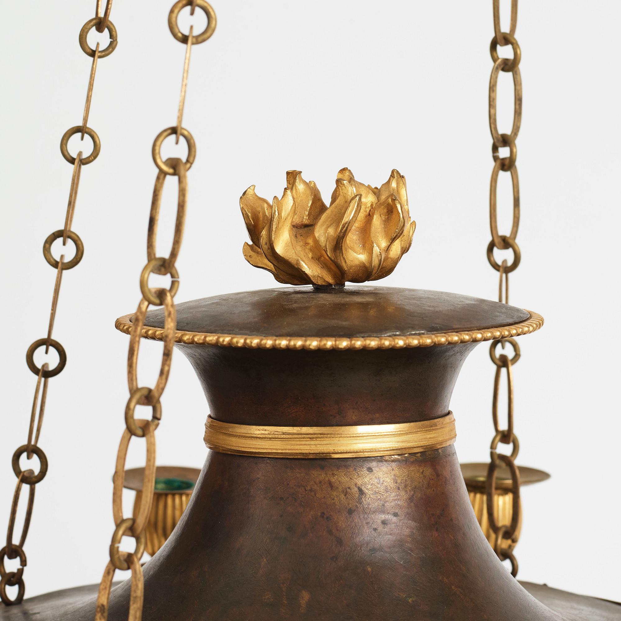 A Swedish Empire 19th century eight-light hanging-lamp.