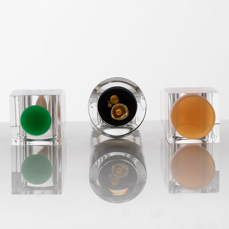 Siv Lagerström, three acrylic rings, 1970s.