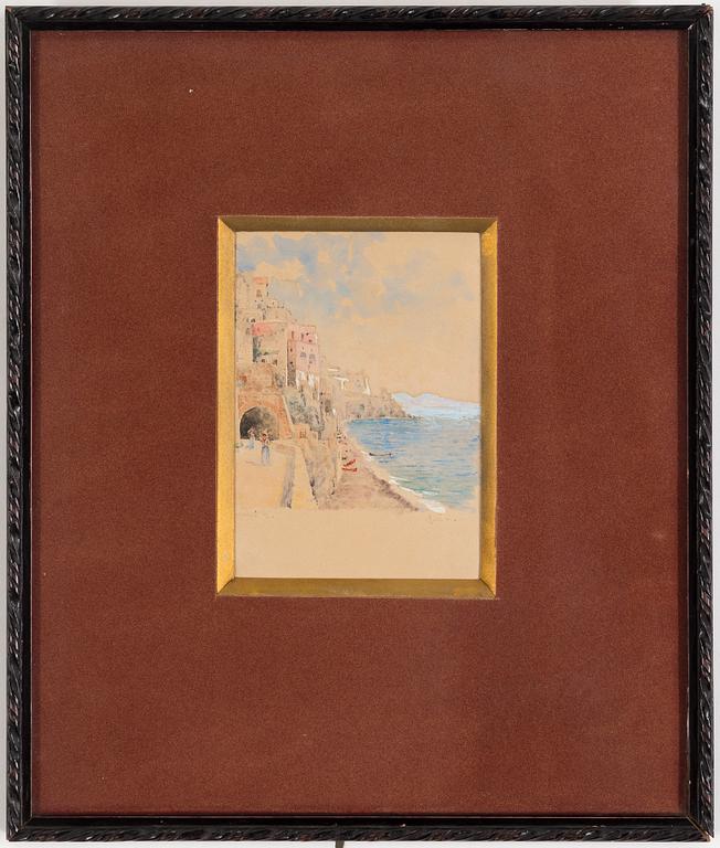UNKNOWN ARTIST, 19/20th C. Watercolour with heightening white, indistinctly signed and dated Amalfi -91 (?).