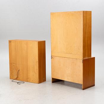 Hans J. Wegner, 2 cabinets and a shelf with a writing flap, Ry furniture, dated 1957.