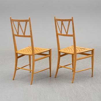 Two beech chairs, mid 20th Century.