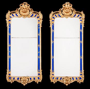 461. A pair of Swedish Rococo mirrors by E. Göbel dated 1760.