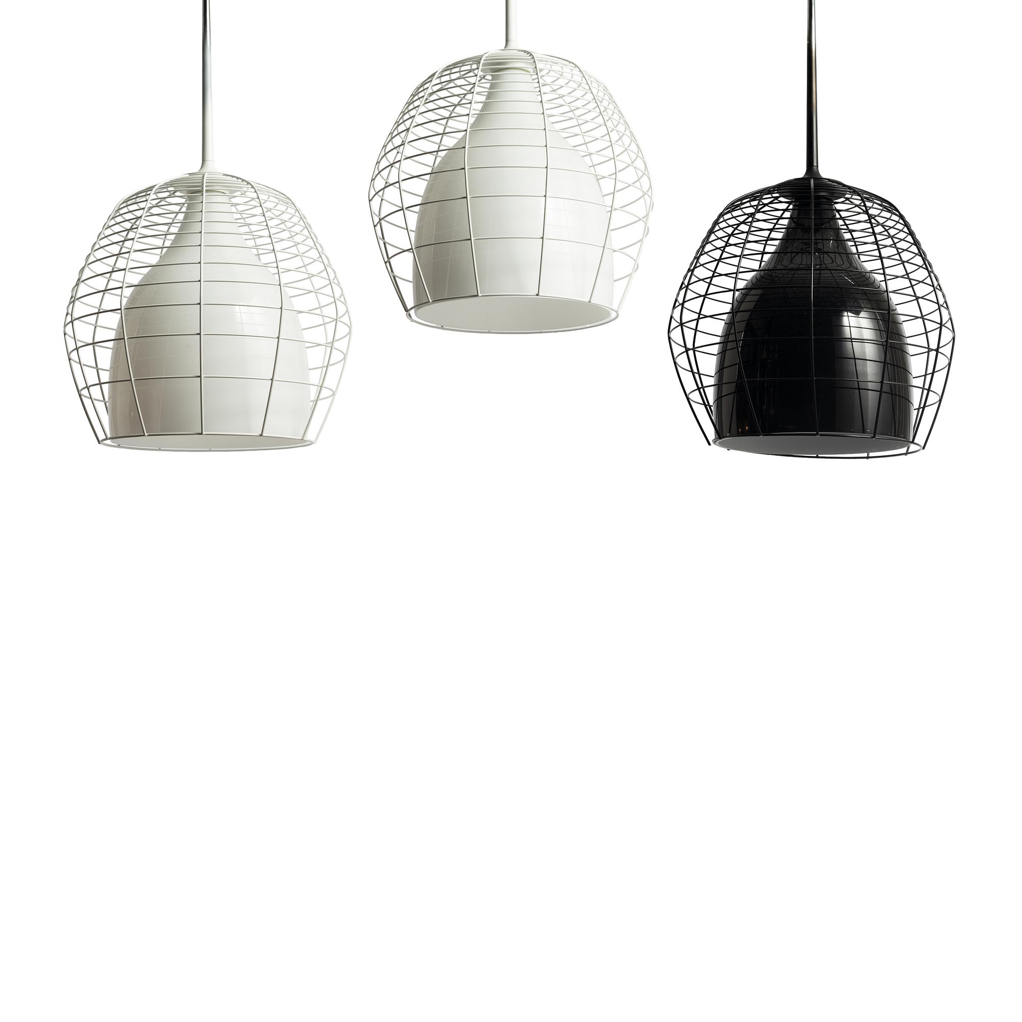 Lodes, three, 'Diesel Cage Pendant lamps', contemporary.