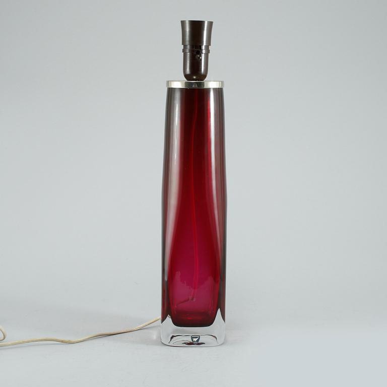 BORDSLAMPA, glas, Carl Fagerlund, Orrefors, signerad, 1900-talets andra hälft.