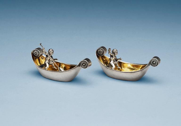 A pair of 19th century German silver salts, makers mark of G. Häberlein, Nürnberg.