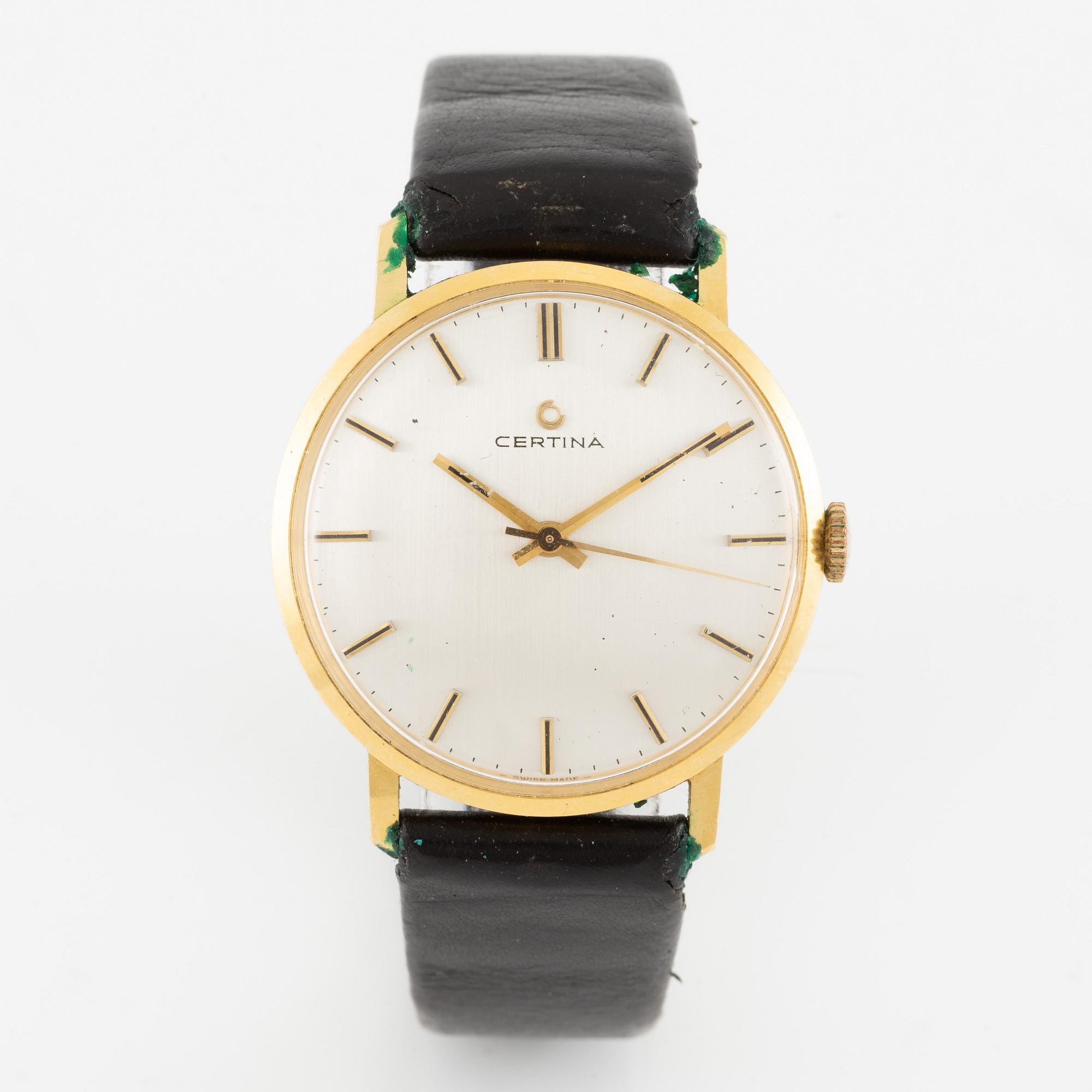 Certina, wristwatch, 18K gold, 34 mm.
