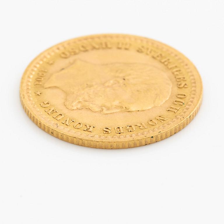 Gold coin, Sweden, Oscar II 5 kr, 1901.