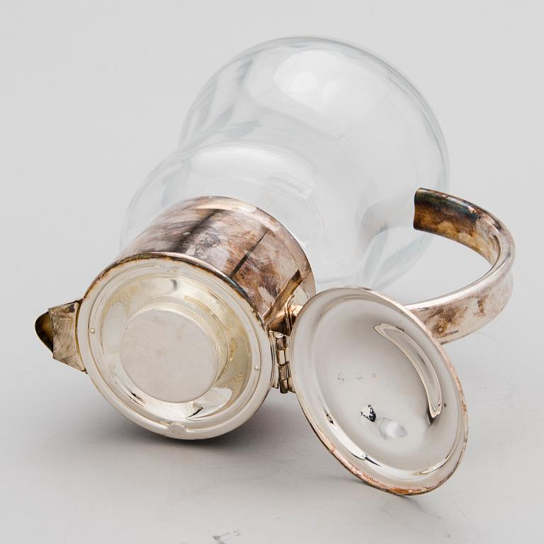 A LEMONADE PITCHER, glas and silverplated metal, Massini, Firenze late 20th century.