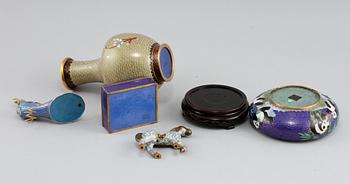 PARTI CLOISONNÉ, 5 delar, Kina, 1900-tal.