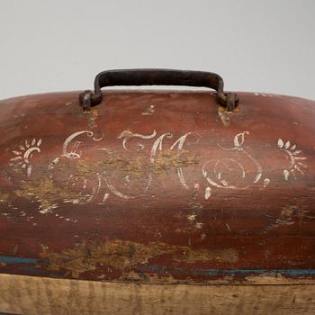 A painted folk art trough dated 1837.