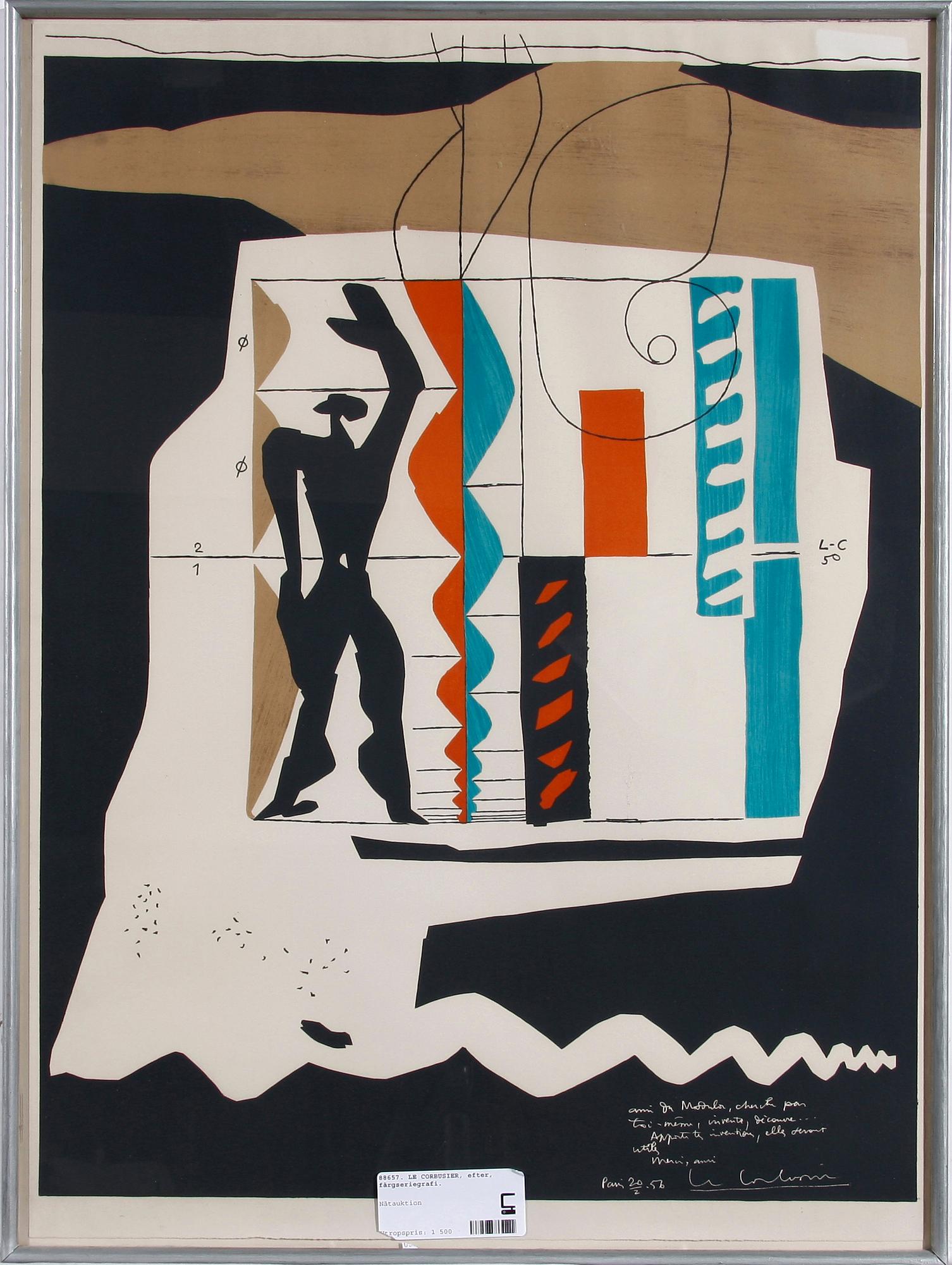 LE CORBUSIER, färglitografi, sign o dat 1956 i trycket. "Modulor".