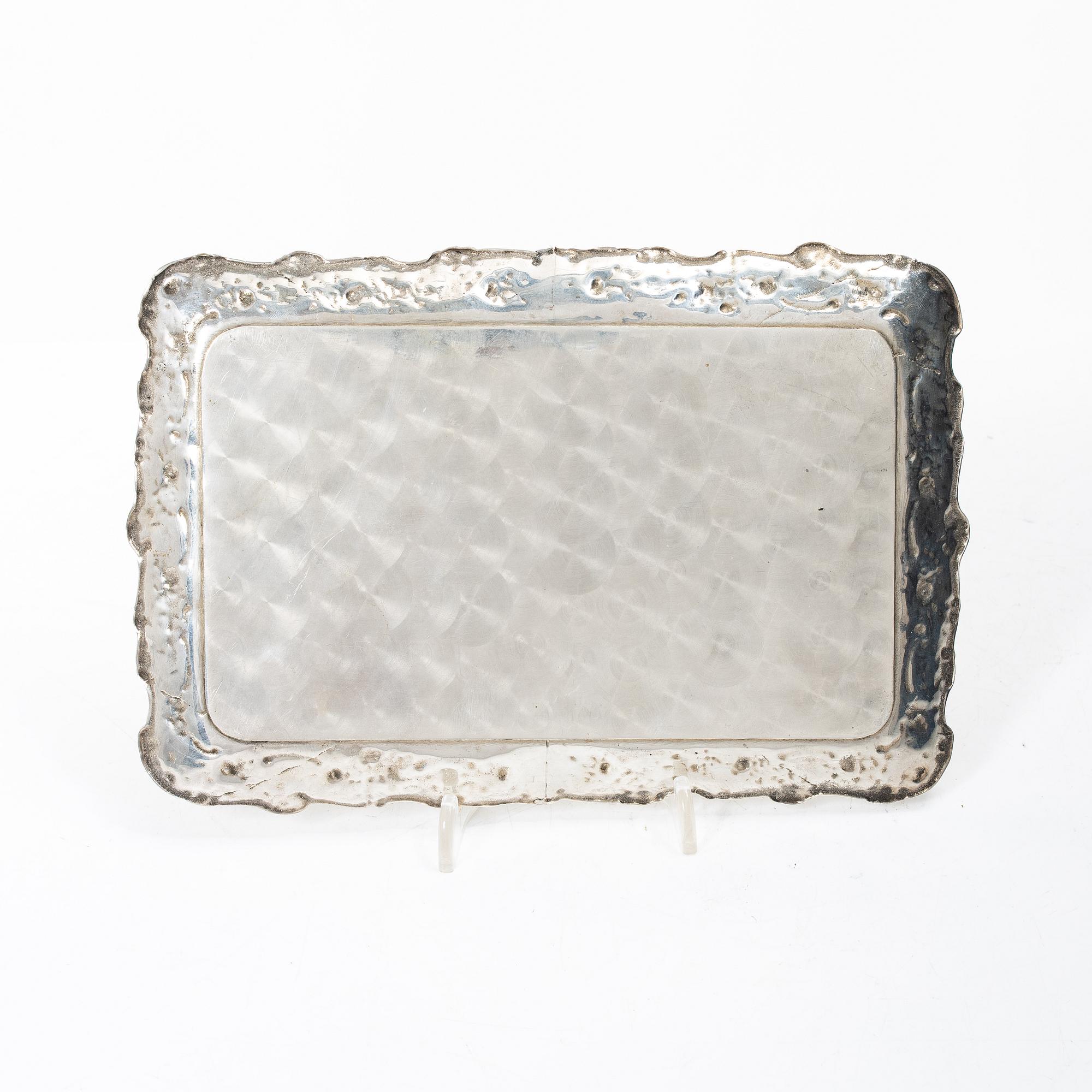 Tray, cream jug and sugar bowl, silver, GEWE, Malmö, 1959–68.