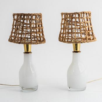 Reijmyre Glasbruk, a pair of glass table lamps, end of the 20th century.